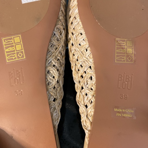 *BiBi Lou Pointy Toe Woven Rope Rosettes Mule Slip On + Rhinestone Bows - Picture 15 of 15